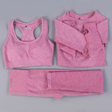 Free Sample Wholesale Seamless High Waisted Yoga Pants Ribbed Leggings And Crop Top Set 3 Pieces