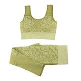 Women 2 Piece Seamless Weave Pattern Yoga Gym Activewear Set