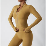 Lightweight Zip Up Yoga Jacket Cropped Athletic Slim Fit Tops