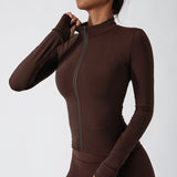 Lightweight Zip Up Yoga Jacket Cropped Athletic Slim Fit Tops