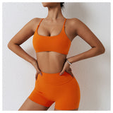 Strappy Back V Shape Waist Yoga Shorts Leggings Set