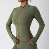 Lightweight Zip Up Yoga Jacket Cropped Athletic Slim Fit Tops