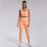 Woven Leopard Seamless 2 Piece Leggings Crop Top Set
