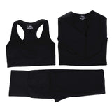 Free Sample Wholesale Seamless High Waisted Yoga Pants Ribbed Leggings And Crop Top Set 3 Pieces