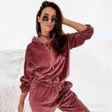 Women Velvet 2 Piece Sweatsuits Set
