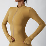 Lightweight Zip Up Yoga Jacket Cropped Athletic Slim Fit Tops