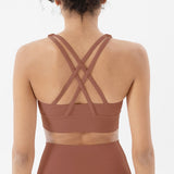 Women Sexy Strappy Sports Bra With Removable Pads