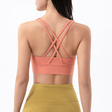 Women Sexy Strappy Sports Bra With Removable Pads