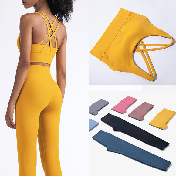 Women Solid Tracksuit Workout Outfits Sports Bra Set Yoga Sets for Women