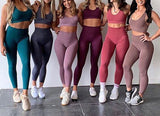 Athletic Outfits Seamless Yoga Leggings with Sports Bra Gym Tracksuits Set