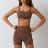 Recycled Material Sports Bra And Leggings Short Set