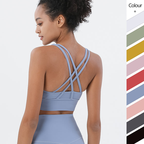 Women Sexy Strappy Sports Bra With Removable Pads