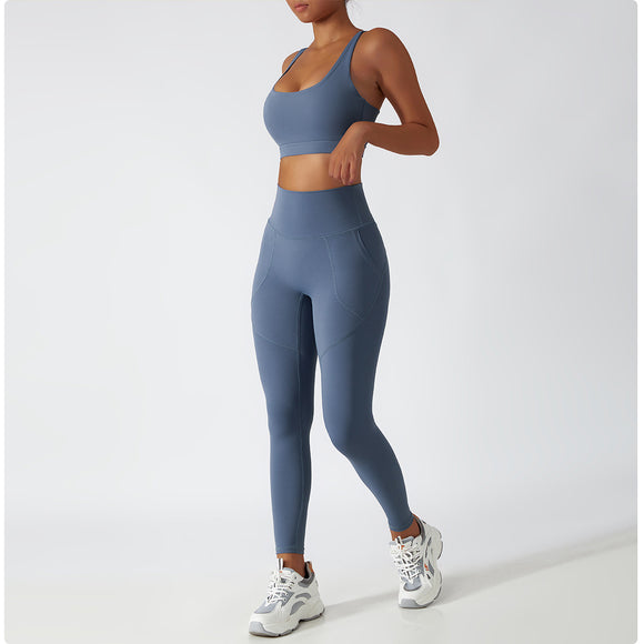 Recycled Material Racer Back Bra And Leggings Set