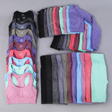 Free Sample Wholesale Seamless High Waisted Yoga Pants Ribbed Leggings And Crop Top Set 3 Pieces