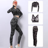 Wholesale Free Sample Ropa De Deportiva Mujer Workout Clothing Three Pieces Seamless Women Gym Yoga Wear Set