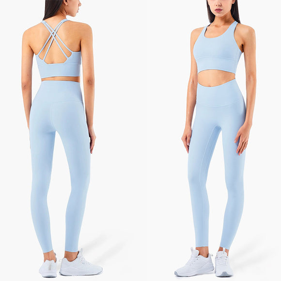  2 Piece Set Yoga Sports Bra and Leggings Fitness Activewear