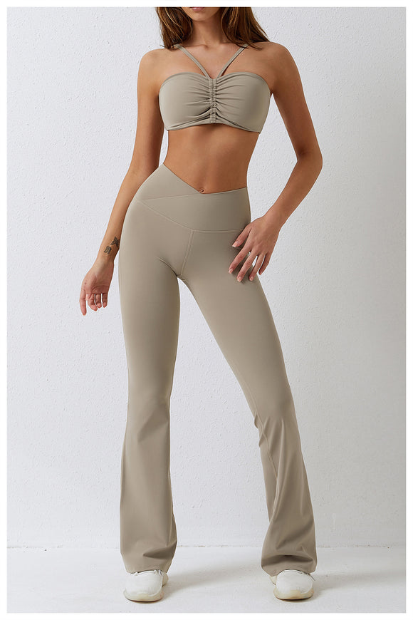 Custom Logo Solid Color Fashion Fitness Clothing Sexy Yoga Sport Top Gym Wear Workout Set