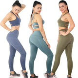 2 Piece Tracksuit Workout Outfits High Waist Leggings and Stretch Sports Bra Set