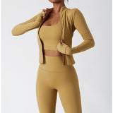 Lightweight Zip Up Yoga Jacket Cropped Athletic Slim Fit Tops