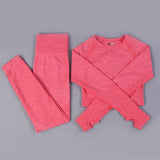 Free Sample Wholesale Seamless High Waisted Yoga Pants Ribbed Leggings And Crop Top Set 3 Pieces