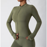 Lightweight Zip Up Yoga Jacket Cropped Athletic Slim Fit Tops
