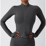 Lightweight Zip Up Yoga Jacket Cropped Athletic Slim Fit Tops