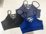 Workout Sets 3 Piece Long Sleeve Crop Tank Top + Sport Bra + Leggings