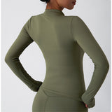 Lightweight Zip Up Yoga Jacket Cropped Athletic Slim Fit Tops