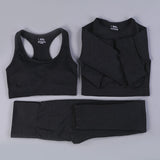 Free Sample Wholesale Seamless High Waisted Yoga Pants Ribbed Leggings And Crop Top Set 3 Pieces