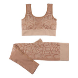 Women 2 Piece Seamless Weave Pattern Yoga Gym Activewear Set