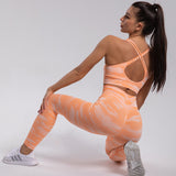 Woven Leopard Seamless 2 Piece Leggings Crop Top Set