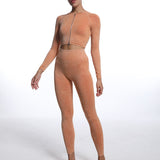 2 Piece Seamless Outfits Long Sleeve Crop Tops Leggings Active Gym Clothes