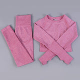 Free Sample Wholesale Seamless High Waisted Yoga Pants Ribbed Leggings And Crop Top Set 3 Pieces