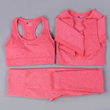 Free Sample Wholesale Seamless High Waisted Yoga Pants Ribbed Leggings And Crop Top Set 3 Pieces