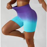 Tie Dye High Waist Butt Lifting Seamless Bike Shorts Workout Yoga Running Shorts