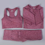 Free Sample Wholesale Seamless High Waisted Yoga Pants Ribbed Leggings And Crop Top Set 3 Pieces