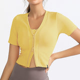 Women's Zipper Front Closure Short Sleeve Sports Tops
