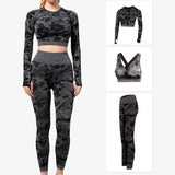 Wholesale Free Sample Ropa De Deportiva Mujer Workout Clothing Three Pieces Seamless Women Gym Yoga Wear Set