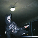 Oversized Rhinestone Skeleton Graphic Zip Up Hallowmas Hooded Sweatshirt Streetwear Jacket