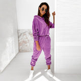 Women Velvet 2 Piece Sweatsuits Set