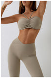 Custom Logo Solid Color Fashion Fitness Clothing Sexy Yoga Sport Top Gym Wear Workout Set