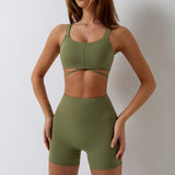 Recycled Material Sports Bra And Leggings Short Set