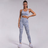 Woven Leopard Seamless 2 Piece Leggings Crop Top Set