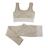 Women 2 Piece Seamless Weave Pattern Yoga Gym Activewear Set