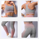 Custom Athletic Women Wear Workout Clothing  3 Piece Seamless Sports Bra High Waist Leggings