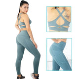 2 Piece Tracksuit Workout Outfits High Waist Leggings and Stretch Sports Bra Set