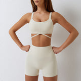 Recycled Material Sports Bra And Leggings Short Set