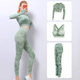 Wholesale Free Sample Ropa De Deportiva Mujer Workout Clothing Three Pieces Seamless Women Gym Yoga Wear Set