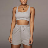 2 Piece Outfits Sets Sleeveless Tank Crop Tops High Waisted Drawstring Shorts