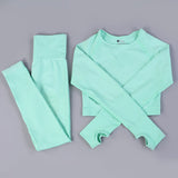 Free Sample Wholesale Seamless High Waisted Yoga Pants Ribbed Leggings And Crop Top Set 3 Pieces